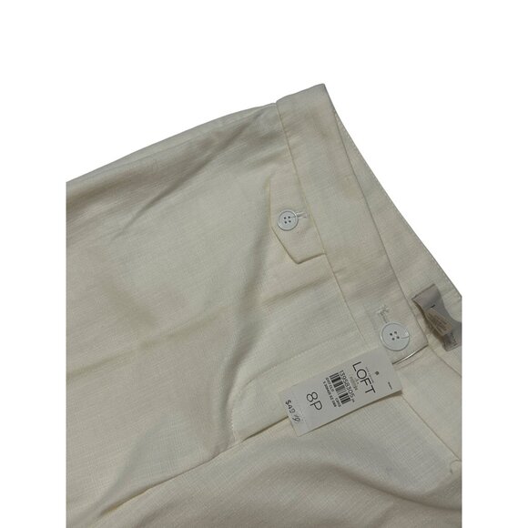NWT Loft Women Original Fit Crop Pants 8P Straight Through Hip Off-White 1797 - Picture 3 of 6
